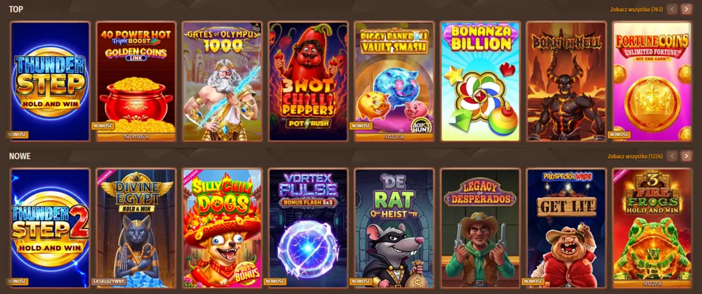 Katalog gier i slotów online w Stone Vegas