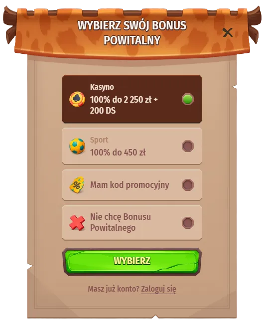 Formularz rejestracji nowego konta w Stone Vegas
